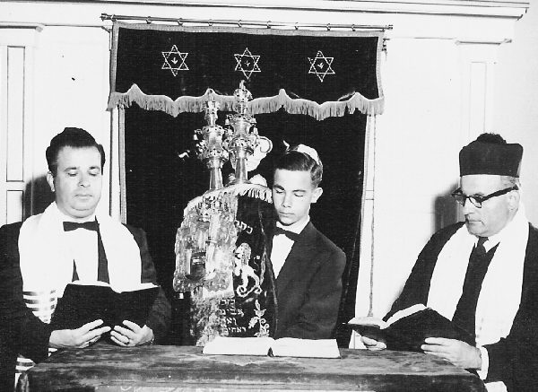 vintage bar mitzvah Vintage jewish boy bar mitzvah in a synagogues with two rabbis.