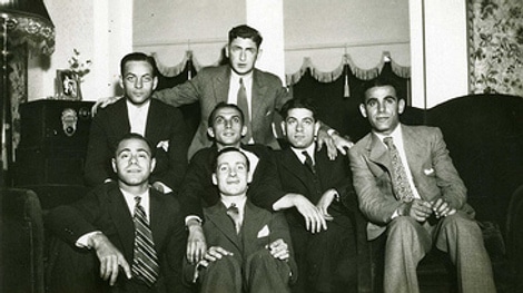 vintage bachelors party Vintage friends portrait.