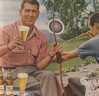 archery Vintage 1950s illustration archery and beer.