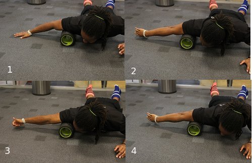 Foam roller exercises for biceps.