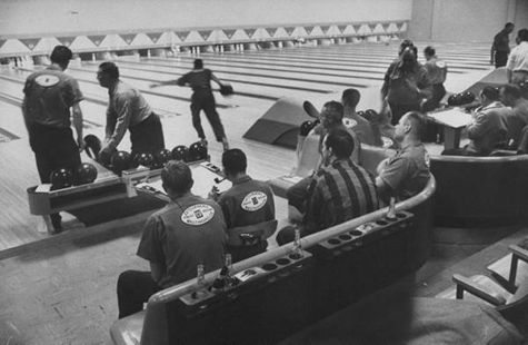 1950s bowling Vintage 1950s bowling alley league play.