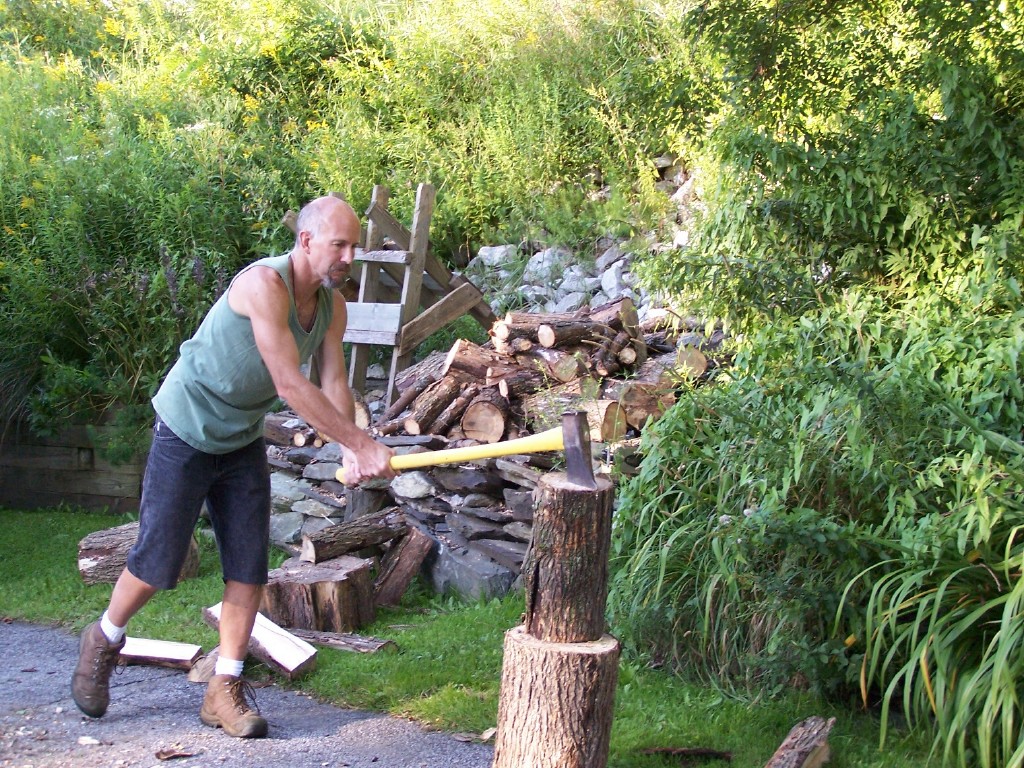 buzz Uncle buzz splitting wood get workout outdoors.