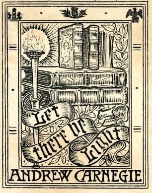 A bookplate by Andrew Carnegie.