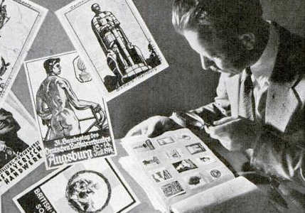 collecting Stamp collection man looking at book manly hobbies.
