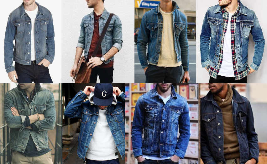 Denim jackets with different dressings displayed.