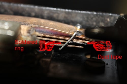Vintage putting a piece of duct tape between the plates and soldered&nbsp;a ring contact around them.
