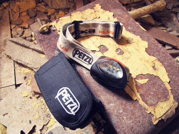 Headlamp placed in the disaster house for illumination.