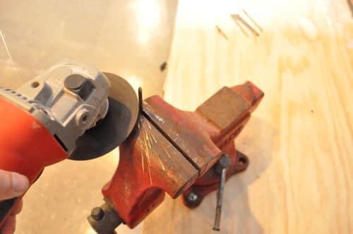 Cut the nails to length with my angle grinder.