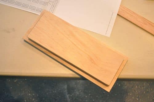 DIY wooden cribbage board wood laid out.