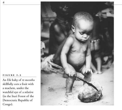 machete Young baby cutting fruit in Africa.