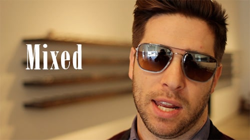 Man wearing mixed sunglasses.