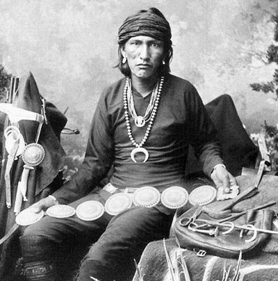 Vintage man wearing jewellery. 