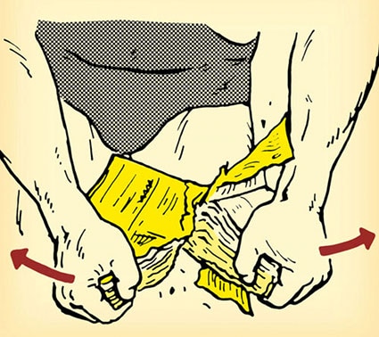 Old time strongman tearing phone book in half illustration.