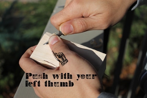 pushcut Whittle push stroke using thumb.