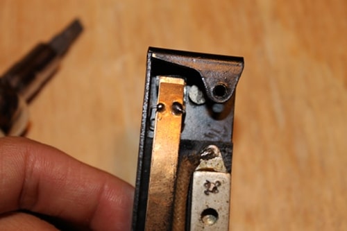 Vintage top view of soldered switch plates.