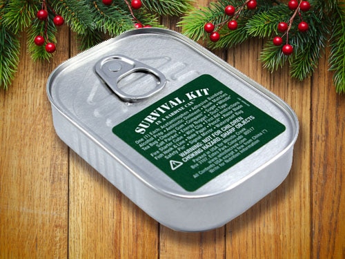 Survival Kit in a sardine silver can.