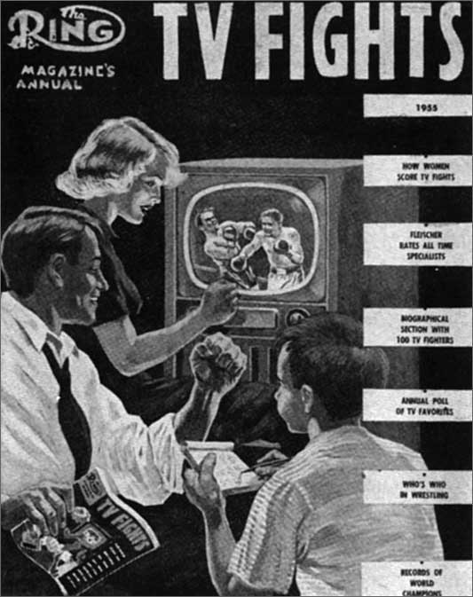 vintage tv fights Vintage people watch boxing fight on tv.