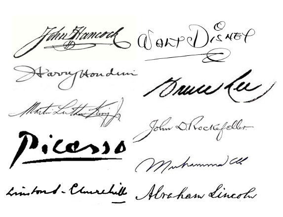 Signatures of some famous men.